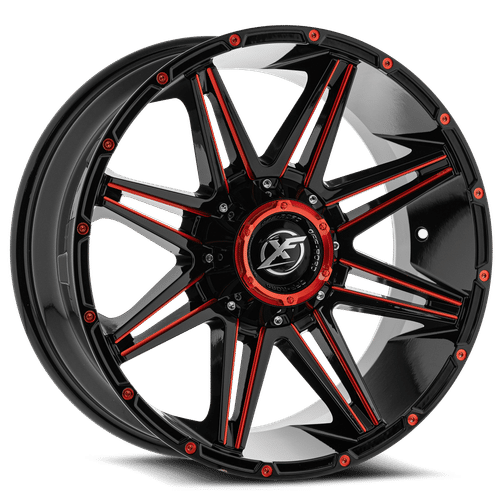 XF OFFROAD XF-220 22×12 5×127/5×139.7 ET-44 78.1 Gloss Black Red Milling