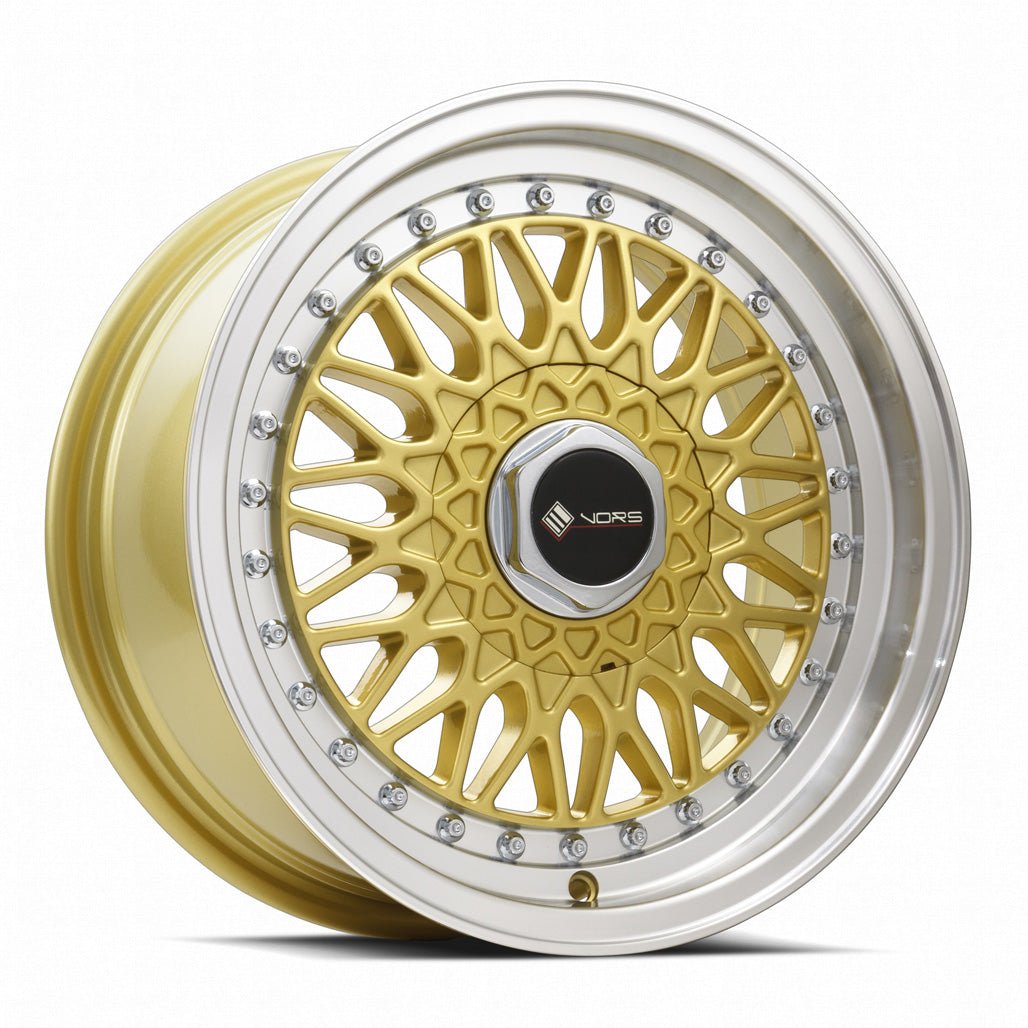 Vors VR3 17×7.5 4×100/4×114.3 ET33 73.1 Gold Machine Lip Chrome Rivet