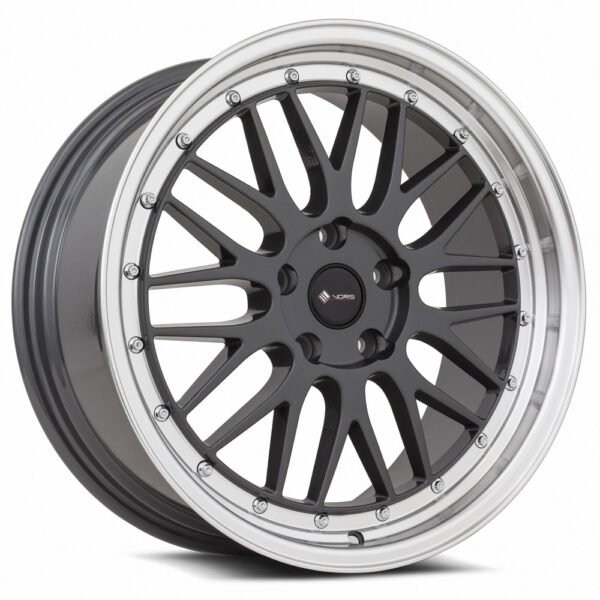 Vors VR8 18x8 5x110 (Custom Drill) ET35 73.1 Hyper Black Machine Lip Chrome Rivet
