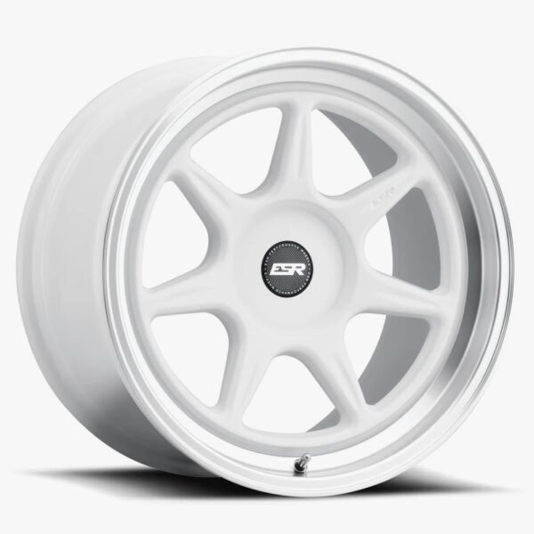 ESR CR7 18x8.5 5x110 (Custom Drill) ET30 Gloss White / Machined Lip