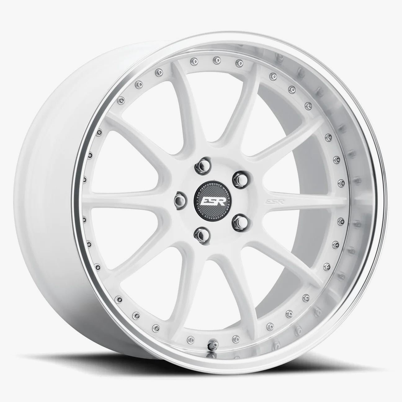 ESR CS12 18×10.5 5×110 (Custom Drill) ET22 Gloss White / Machined Lip