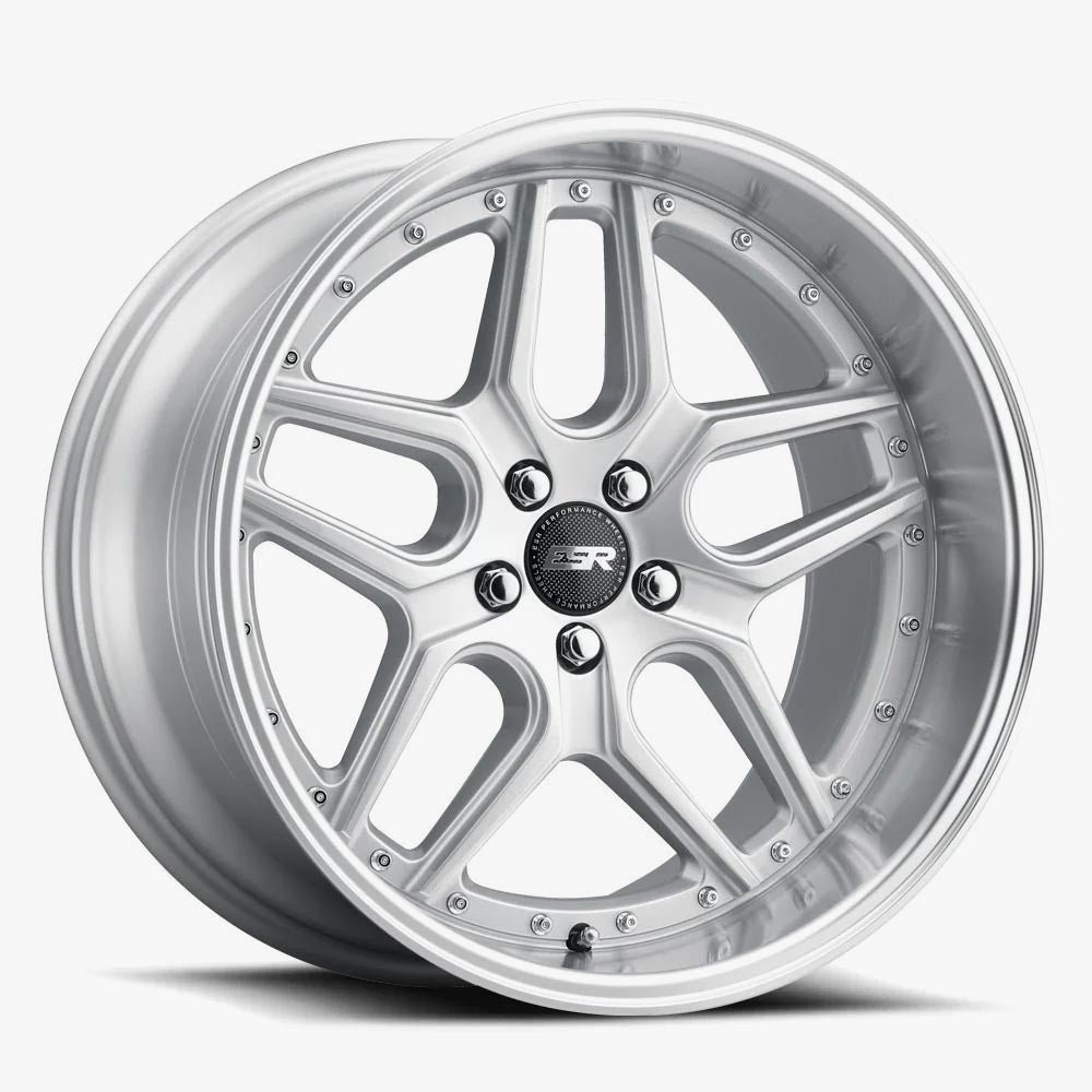 ESR CS15 18×9.5 5×110 (Custom Drill) ET15 Hyper Silver / Machined Lip
