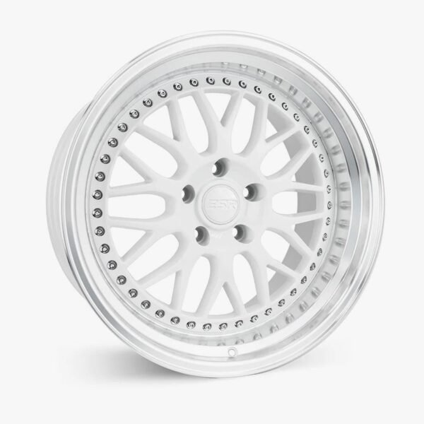 ESR SR01 19x8.5 5x110 (Custom Drill) ET30 Gloss White / Machined Lip